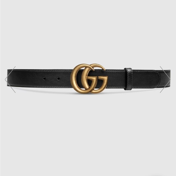 GUCCI MEN & WOMEN EMBOSS WITH INITIALS GG MARMONT BLACK BELT $ 530 AUTHENTIC 32 - Picture 1 of 7